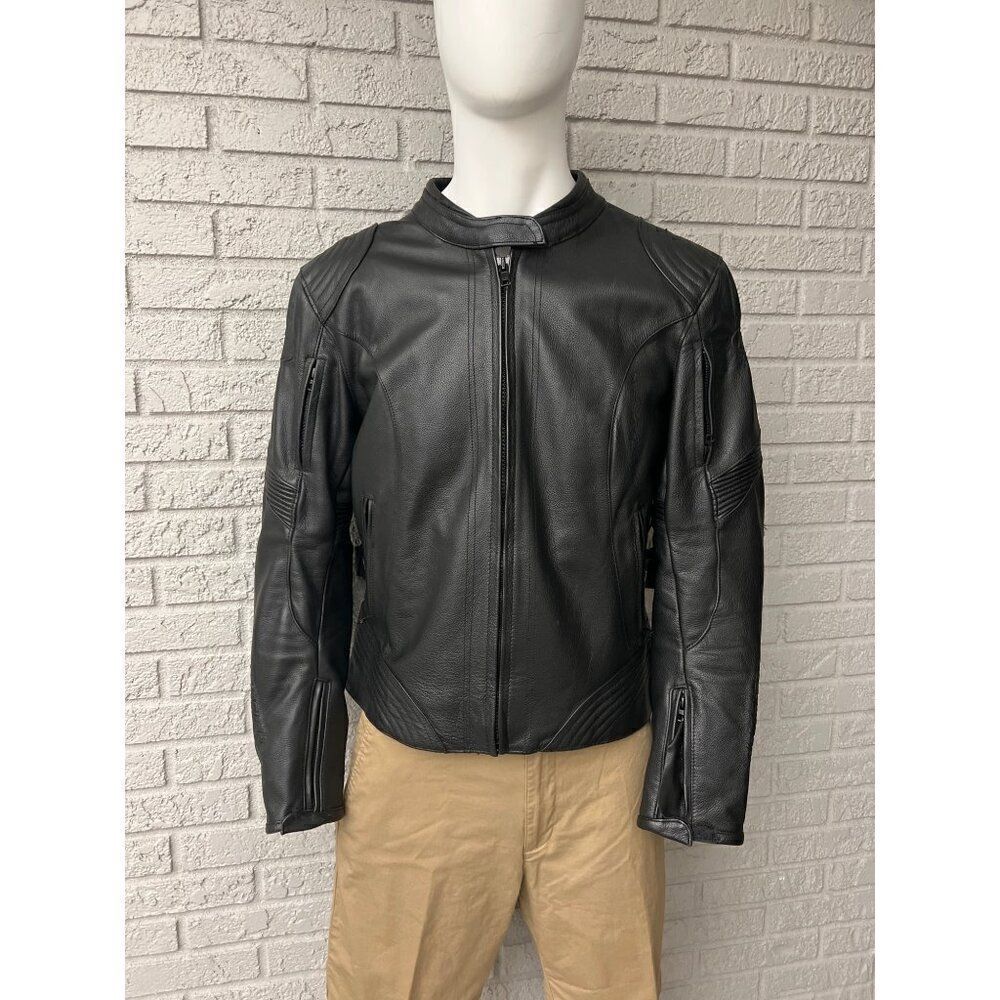 FieldSheer Black Men Armored Leather Motorcycle Jacket Size 14 Unisex